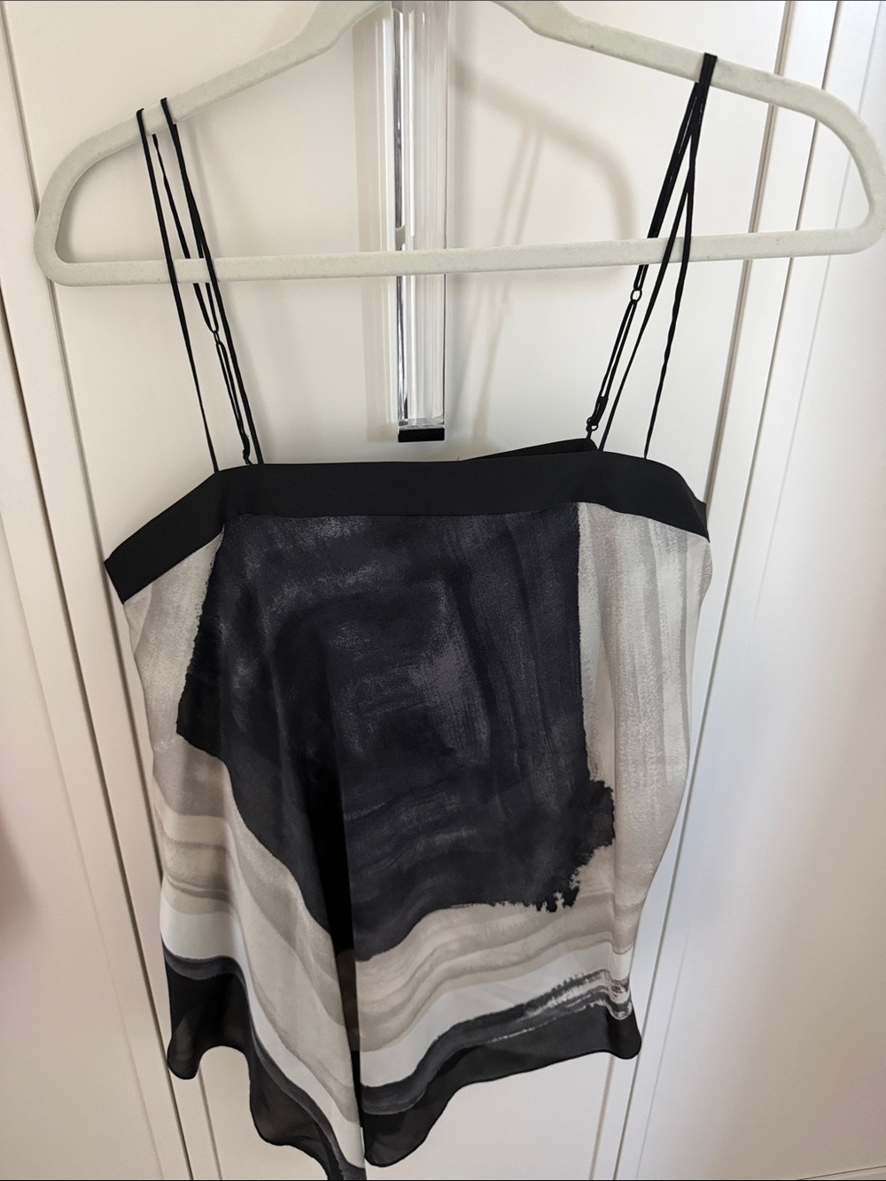 Halston Heritage Black and Gray Satin Slip Top